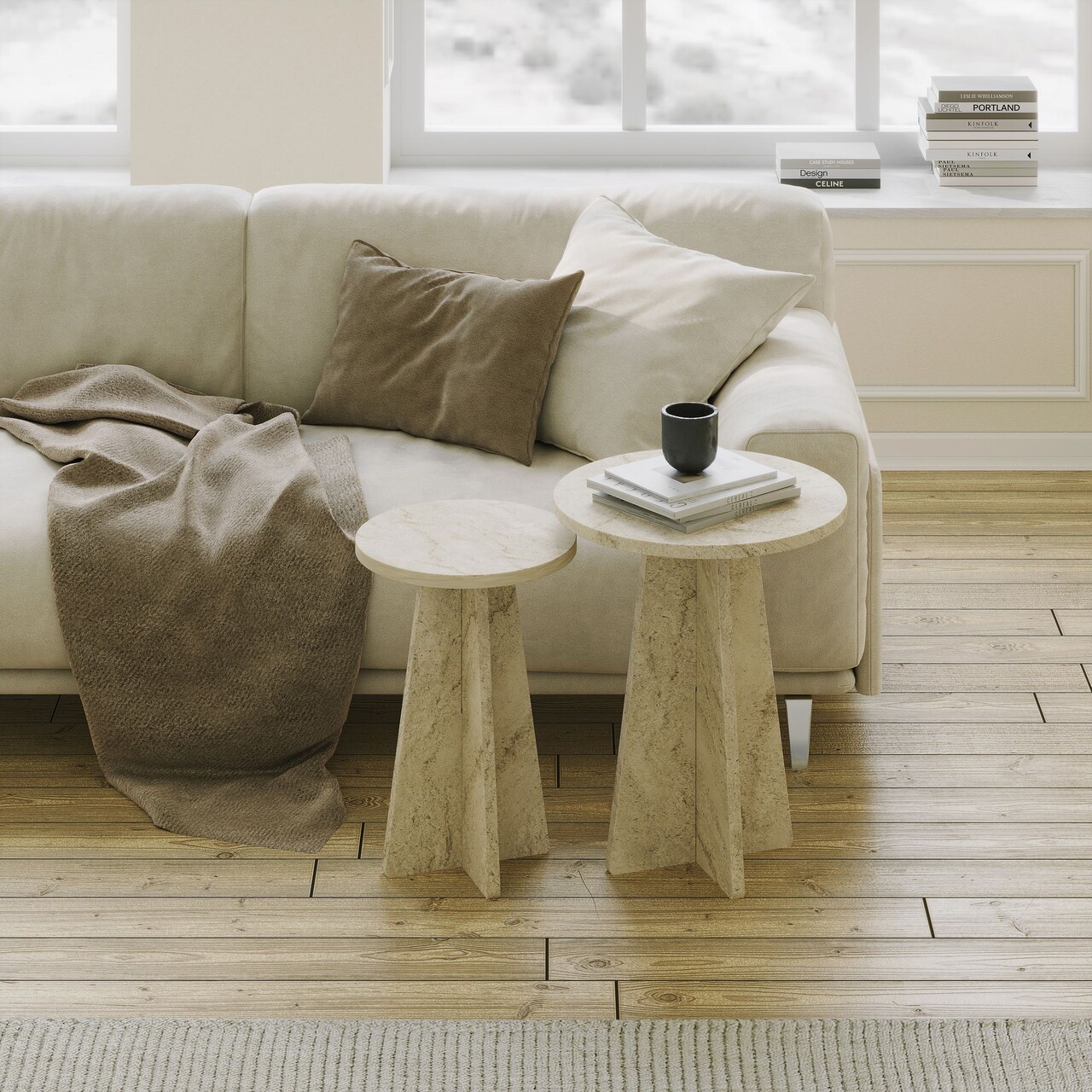 Set masute de cafea, Hanah Home, Mushroom 2, PAL, Travertin - imagine 5